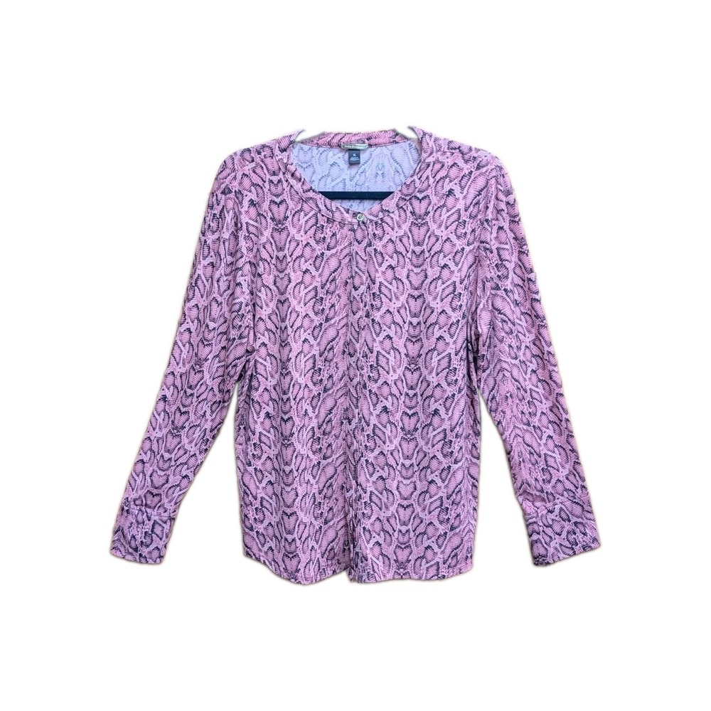 Dana Buchman Women XL Blouse Button-Down Front Liquid Knit Workwear Stretch Top
